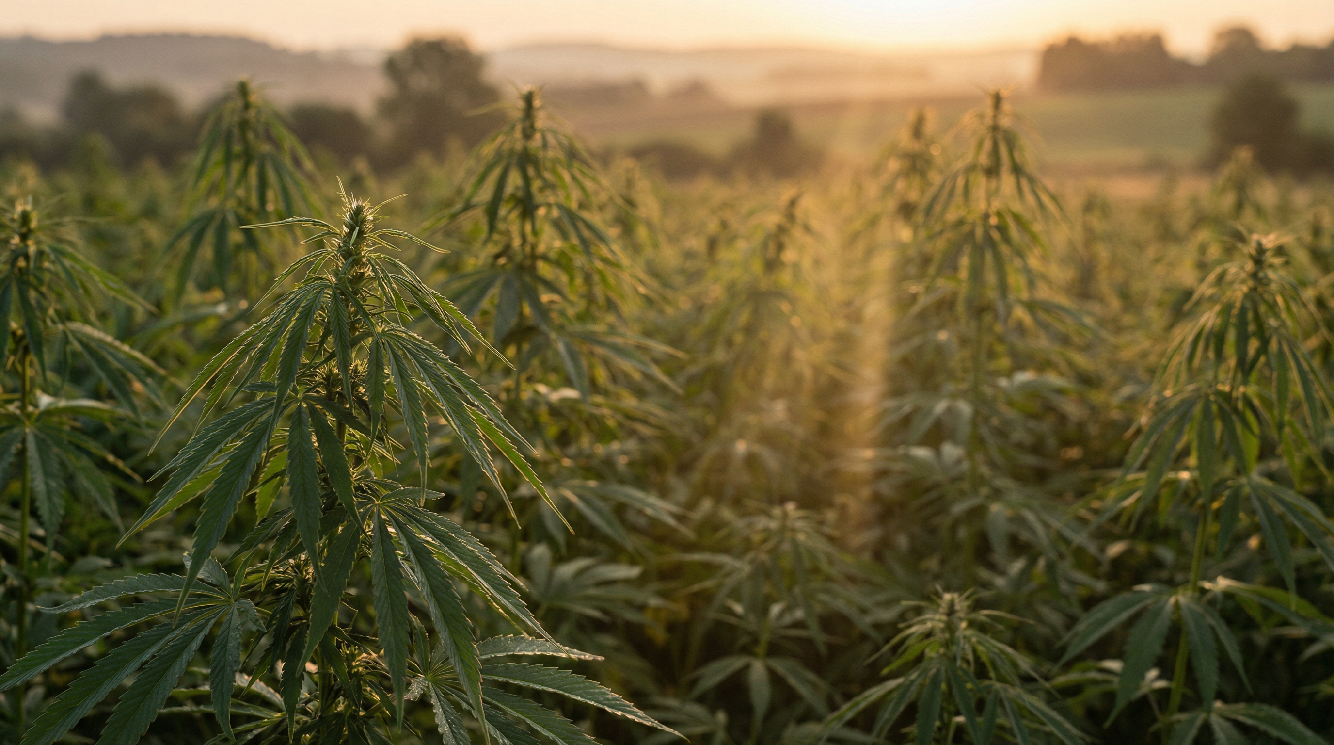 Hemp field at golden hour